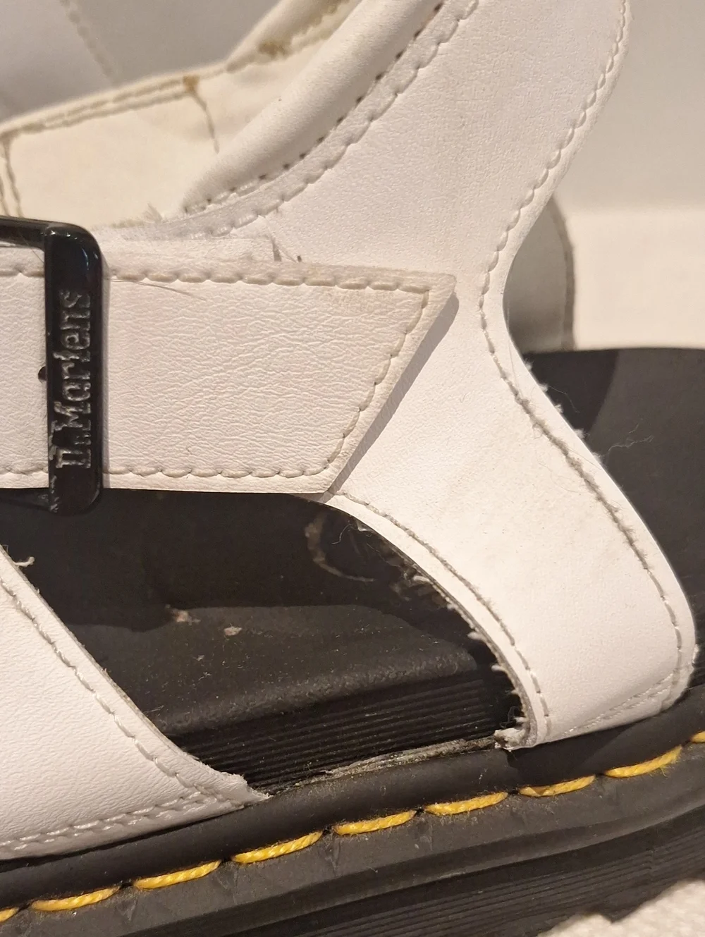 Dr. Martens White Triple-Strap Gladiator Sandals